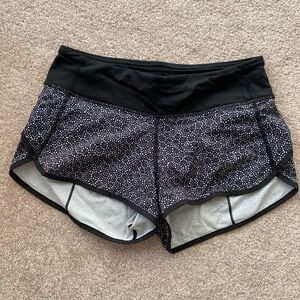 lululemon athletica Black and White Speckled Athletic Shorts